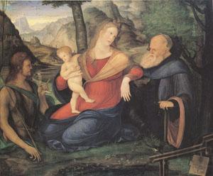 Jacopo de Barbari The Virgin and child Between John the Baptist and Anthony Abbot (mk05) France oil painting art